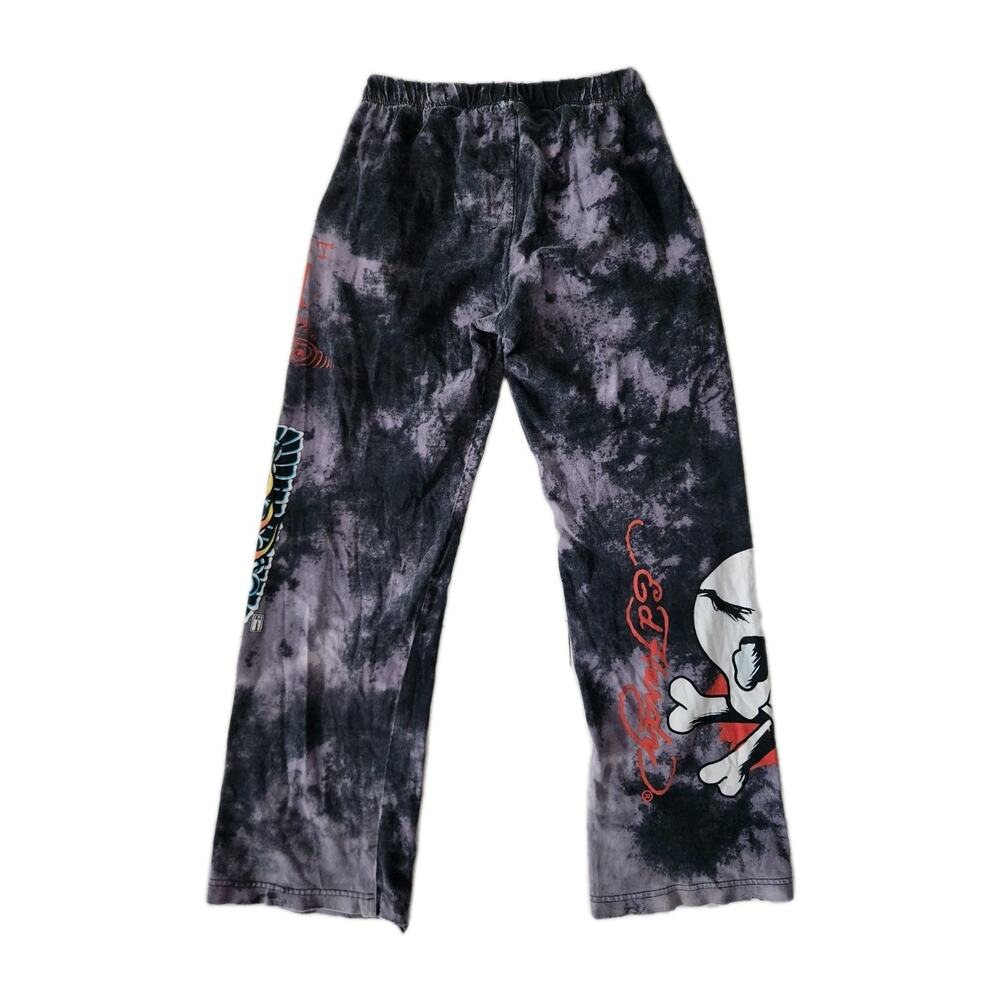 Vintage Y2K Ed Hardy Distressed Tie Dye Tattoo Printed Pajama Pants Sz Small - Picture 2 of 8